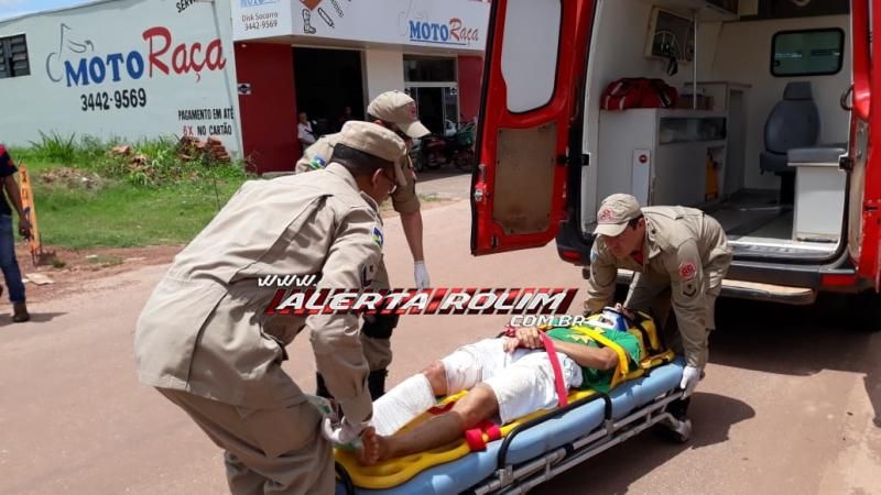 Rolim de Moura – Colisão envolvendo carro e moto na Avenida Norte Sul resulta em uma pessoa ferida
